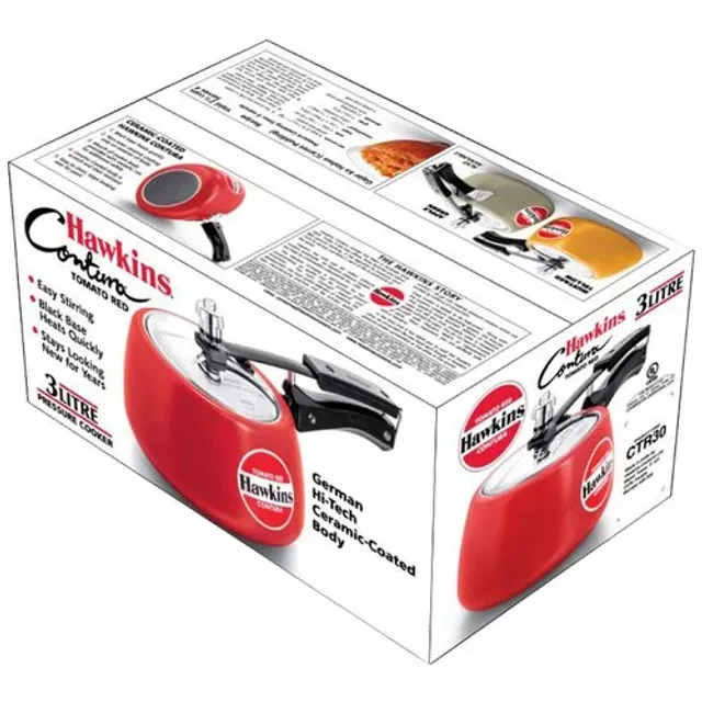 Hawkins Ceramic Coated Contura Pressure Cooker - Tomato Red, CTR30, 3 l-3.webp